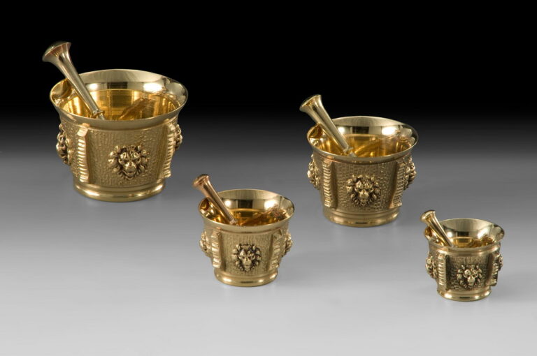 Handmade Bronze Set of 4 Mortar Bowls