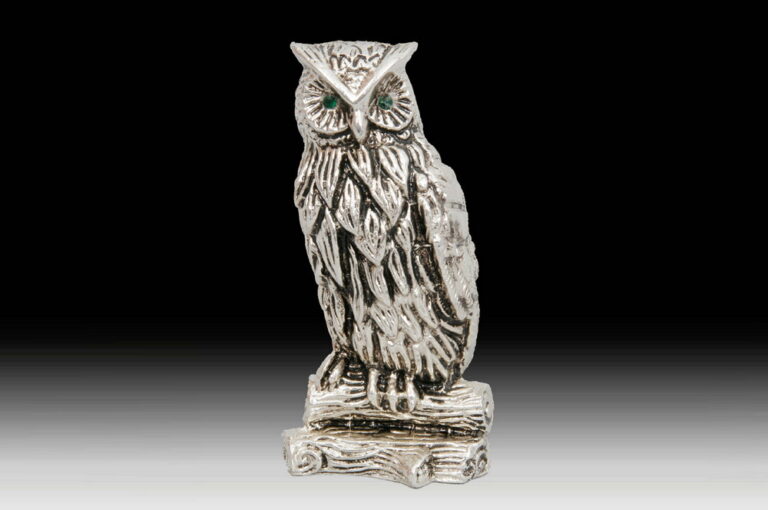 Handmade Bronze Owl on Tree Figure