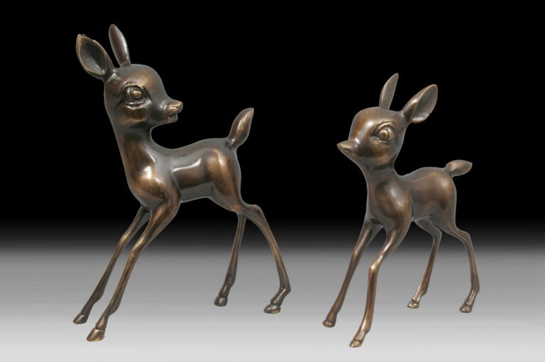 Handmade Bronze Pair of Bamby Figures