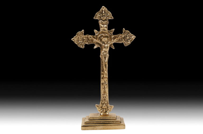 Handmade Bronze Cross on Stand