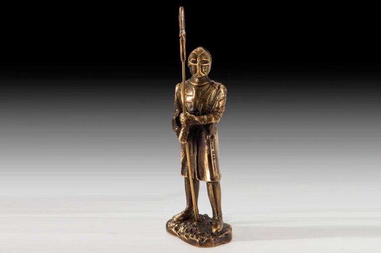 Handmade Bronze Armor Figure with Stick