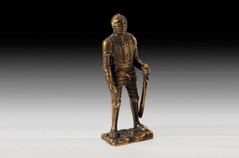 Handmade Bronze Armor Figure with Sword