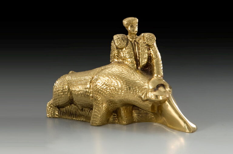 Handmade Bronze Figure Bullfighter with Bull