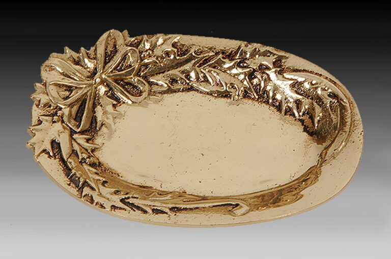 Handmade Bronze Ashtray with Ribbon Motif