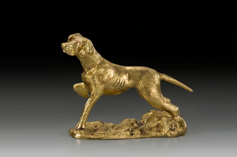 Handmade Bronze Small Hunting Dog Figure