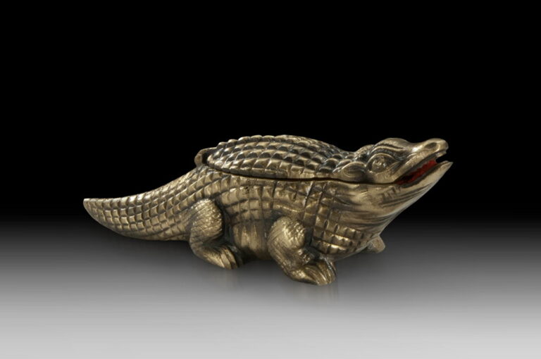 Handmade Bronze Crocodile Jewel Case