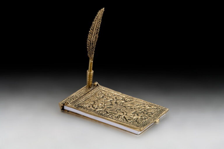 Handmade Bronze Desk Set with Pen