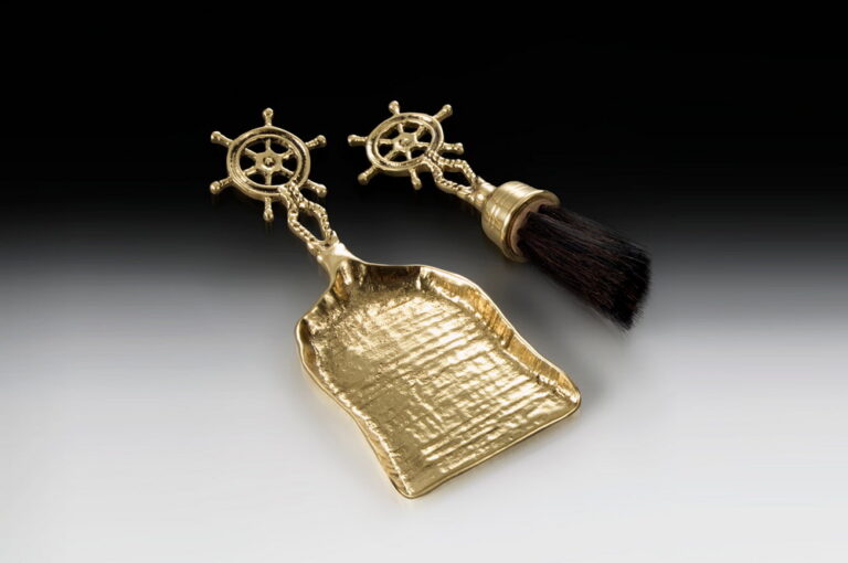 Handmade Bronze Crumb Collector with Helm Motif