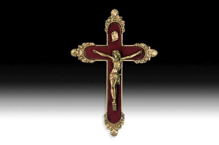 Handmade Bronze Cross with Cloth and Shell