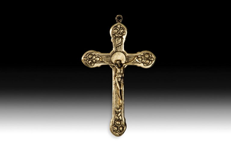Handmade Bronze Cross with Small Roses
