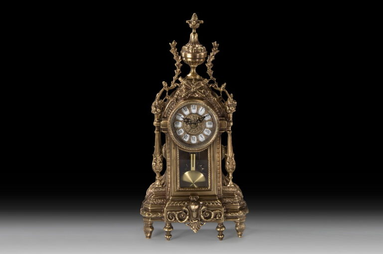Handmade Bronze Table Clock D. Luis with Pendulum