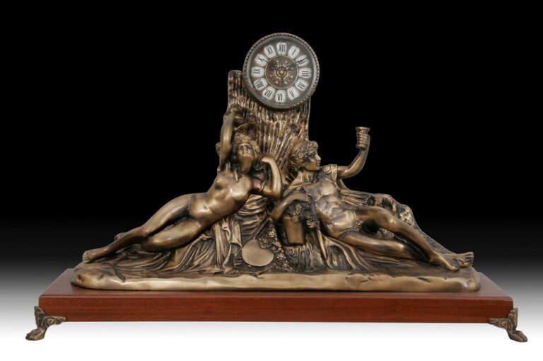 Handmade Bronze Mantle Clock Adam & Eve