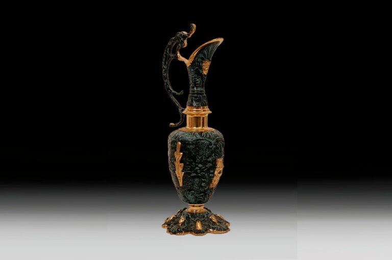 Handmade Bronze Vase with Handcrafted Base