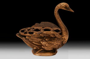 Handmade Bronze Flower Vase with Duck Motif