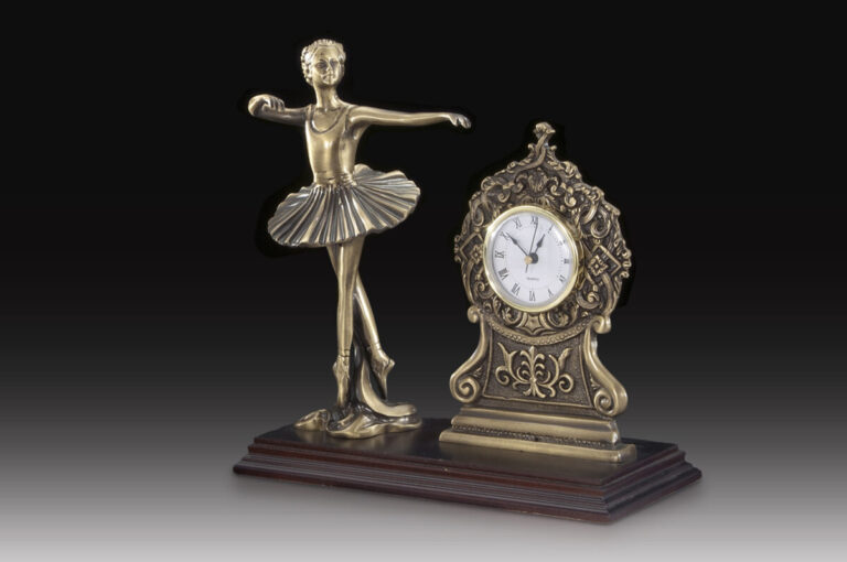Handmade Table Clock Dancing Lady on Wooden Base