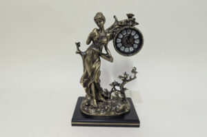 Handmade Table Clock Lady Tree and Flowers