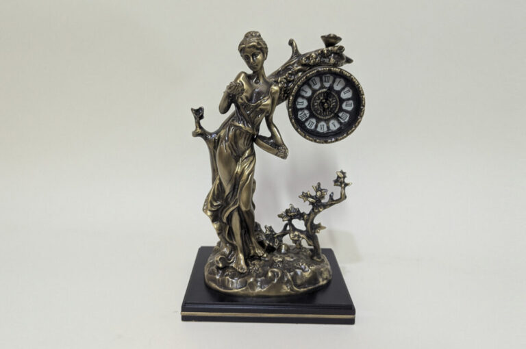 Handmade Table Clock Lady Tree and Flowers
