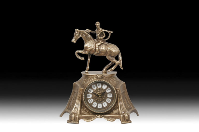 5442_Handmade_Bronze_Decor_Table_Clock_Jockey Handmade Table Clock Jockey