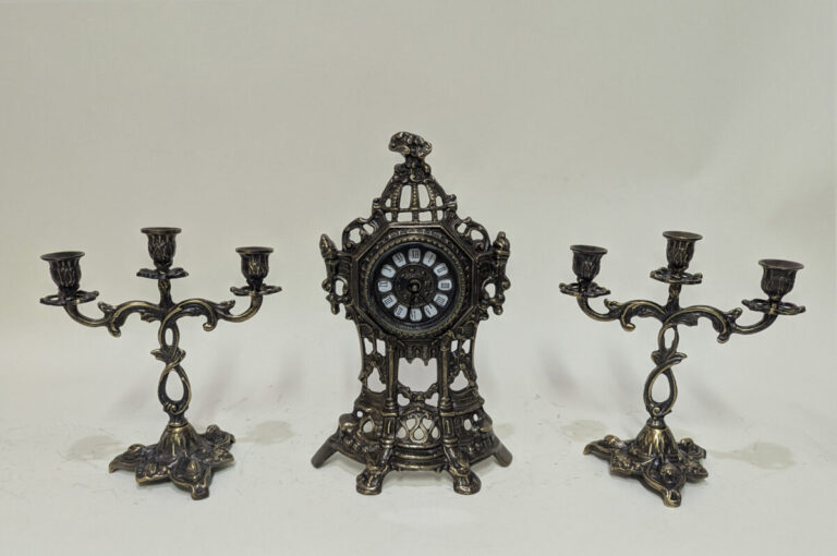 55334206_Handmade_Bronze_Decor_Set_of_Table_Clock_with_Candelabras_Front_Chapel Handmade Set of Table Clock with Candelabras Front Chapel