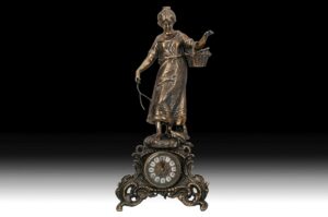 Handmade Table Clock Lady with Basket